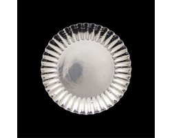 Kartonnen Bordjes Zilver 40 stuks maat van een schoteltje 13 cm rond LET OP DIT IS EEN KLEIN BORDJE 13 CM ROND