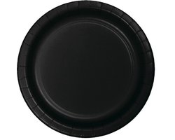 Kartonnen Bordjes zwart 23 cm 40 stuks - Wegwerp borden - Feest/verjaardag/BBQ borden