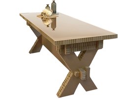 Kartonnen honingraat vergadertafel Met 3mm plexiglas bovenblad - 200 x 80 x 80 cm - Kartent