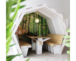 Kartonnen Spreekruimte - Duurzame vergaderruimte - 4 persoons Vergader box - Zitruimte - Pop-up Beursstand - Werkruimte - Bee Connect