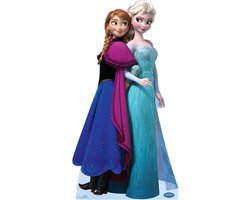 Kartonnen Standee - Elsa Anna Figuur - Feest Decoratie - Volledig Kleur Levensgroot - 94 x 178 cm - Zwart