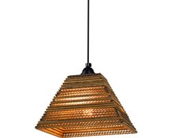 Kartonnen stavern lamp - Hanglamp (aansluiting aan het plafond) - 23 x 23 x 15 cm | E27 - Kartent