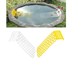 KARZO - 2 Stuks Drijvende Bijenladder, Kunststof Drijvende Bijeneiland voor Drinken Bijenkorfvormig Bijenwaterstation Vlinderbijenwaterer voor Bijenteelt Voedingsapparatuur Bijenbad