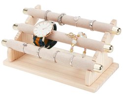 KARZO - 3-laags ringdisplay standaards, modieuze afneembare vinger fluwelen ringdisplay standaards met gouden uiteinden sieradenhouder voor het tonen van ringen trouwringen rek sieradenopslag organizer