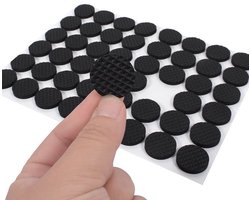 KARZO - Antislip Meubelpads - Zelfklevende Ronde Rubber Voetjes voor Bureau, Tafel, Stoel, Bank, Bed - 48 Stuks