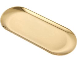 KARZO - Decoratieve Ovale Lade voor Badkamer - Gouden Roestvrijstaal - Zeepdispenser - Sieraden en Parfum - Opbergbak met Sleutel - Groot Formaat