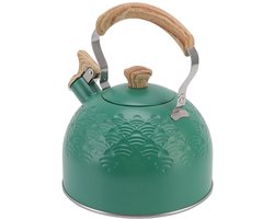 KARZO - Fluitketel Theepot Gasfornuis Voordelig Patroon Geluid Pot RVS Fluitketel Groen 2.5L Theeketel Ketel Pot Theeketel Maker Theepot Ketel Koken voor Water