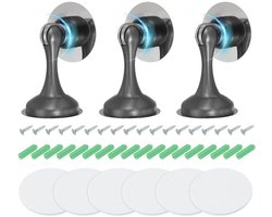 KARZO - Grijze Magnetische Deurstoppers - 3 Stuks - Zware Magneten Met Plakband en Schroeven