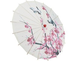 KARZO - Kleine Handgemaakte Oosterse Parasol - Papier Paraplu met Pruim Bloem - Chinees Art Dance Paraplu voor Kostuum en Fotografie