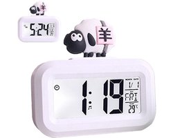 KARZO - Leuke Elektronische Klok Oogbescherming LED-display Kinderkamer Digitale Slimme Elektronische Klok (Witte schapen)