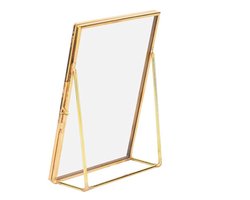KARZO - Messing Fotolijst, Vintage Glazen Metaal Bureau Fotolijst Stand Koper Strip Metaal Fotolijst Materiaal: Messing + Glas ((Bestel 10.2x15.2cm))