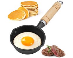 KARZO - Mini anti-aanbak koekenpan, klein, 11 cm, eierpan met handvat, mini stoofpan, spiegel eierpan, klein, voor kamperen, koken, inductie, gasfornuis