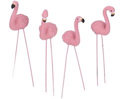 KARZO - Roze flamingo tuinbeeld, fijne details stijlvol levendig flamingo tuinbeeld hars en gietijzeren voeten sculpturen stevig klein flamingo beeld voor patio gazon tuin
