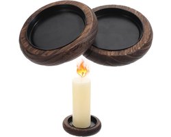 KARZO - Set van 2 houten kaarshouders met een diameter van 10,7 cm, duurzaam en stijlvol voor een warme en sfeervolle inrichting