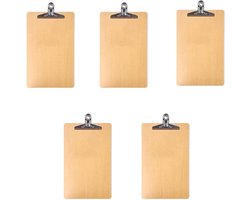 KARZO - Set van 5 duurzame houten klemborden van hardboard met stevige veerbelaste handgreep, ideaal voor gebruik op kantoor en op school voor overzicht en organisatie