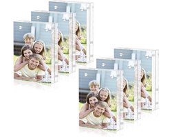 KARZO - Set van 6 magnetische acryl fotolijsten 6 x 9 cm - dubbelzijdig display voor foto's en ansichtkaarten
