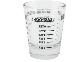 KARZO - Shotglazen-maatbeker 30 ml - glas mini maatregelen ronde vloeibare glazen meetkan - 1 oz met 4 schalen - Oz-Ml-theelepel-eetlepel keukengereedschap .