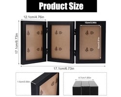 KARZO - Vouwbare Fotolijst 3 Foto's 10 X 15 cm, Fotolijst Voor 3 Foto's 6 Inch, Drievoudige Houten Fotolijst Collage Voor Meerdere Foto's Voor Thuis, Slaapkamer, Bureauweergave (Zwart)