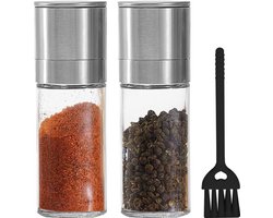 KARZO - Zout- en pepermolen, navulbare zoutmolen, kruidenmolen, verstelbare grove zwarte pepermolen, zeezoutstrooier van roestvrij staal met keramische rotor
