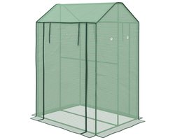 Kas 100×80×150 cm, groen, metalen frame, kweekkas, plantenkas voor de tuin, groentekas, eenvoudig te reinigen, stabiel en duurzaam, praktisch en decoratief, geschikt voor tuin, terras en balkon.
