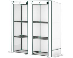 Kas 144×48×152cm wit metaal en kunststof kweektent kweekkas zaailingenkas groentekas plantenkas stabiel en duurzaam geschikt voor tuin balkon terras en buitenruimte voor planten voor planten en groenten