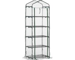 Kas, 69×49×193 cm, transparant, metalen frame, tomatenkas, plantenkas, meerlaags plantenrek en groentekas, stabiel en duurzaam, eenvoudig te reinigen, praktisch en decoratief, geschikt voor balkon en tuin