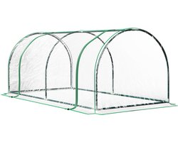 Kas - broeikas met deur - koude bak - plantenhuis - plantenteelt - staal - kunststof - 200 x 100 x 80 cm - groen