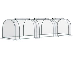 Kas-broeikas met deur-koude bak-plantenhuis-plantenteelt-staal-kunststof-350 x 100 x 80 cm-transparant + groen
