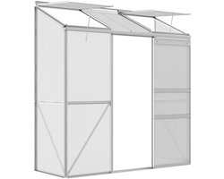 Kas met Schuifdeur en Dakraam - Wandkas - Muurkas - Tuinkas - Broeikas - Kweekkas - Tomatenkas - Groentekas - Plantenkas - voor Groenten, Bloemen, Planten - 192 x 68 x 196 cm - Polycarbonaat + Aluminium - Zilver