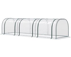 Kas, metalen frame, kweekkas, kweekbak, broeikas en groentekas, eenvoudig te reinigen, praktisch en decoratief, geschikt voor tuin, balkon en binnenplaats, voor het kweken van groenten buiten, 350×100×80 cm, transparant