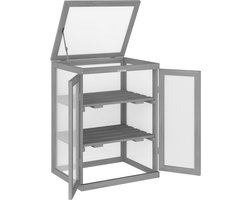 Kas-transparant-geschikt voor buitengebruik-hout + polycarbonaat-58 x 44 x 78 cm