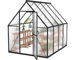 Kas Tuinkas Kweekkas Groentekas Plantenkas – 230x180x195 cm – Aluminium Frame – 4mm Polycarbonaat – Verstelbaar Dakraam – Schuifdeur Met Slot