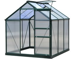 Kas – Tuinkas – Plantenkas – Broeikas – Groentekas – Polycarbonaat Panelen – Versterkte Fundering – 190x192x201 cm – Aluminium Frame – UV-bestendig – Donkergroen