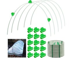Kashoepels, 10 stuks, afneembare broeikasringen van 200 cm voor plantenafdekking, polytunnel, broeikasbanden, bogen, kunststof glasvezel plantentunnel voor tuin, stoffen tuinpalen