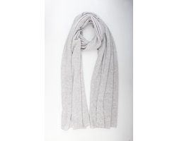 Kasjmier sjaal Coco - Organic Luxe Cashmere wol - Omslagdoek extra breed - Super licht en extreem warme sjaal - Lichtgrijs