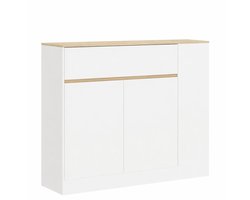 Kast 105x30x81,5 cm Eetkamerkast Wit Hout Met Lade Verstelbare Planken Opbergruimte Kantelen Beveiliging Keuken Eetkamer