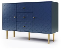 Kast 120x40x83 Dressoir Marineblauw Spaanplaat Met 2 Deuren En 3 Lades Verstelbare Planken Geschikt Voor Woonkamer Slaapkamer