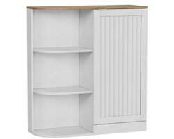 Kast 68x25x76 cm Opbergkast Wit Eik MDF Open Opbergkasten Met Gaasdeuren Verstelbare Planken Geschikt Voor Badkamer Keuken Woonkamer Berging Hoek