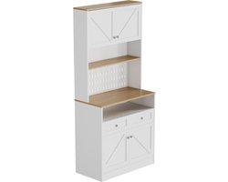 Kast 80X40X175 cm Dressoir Wit MDF Spaanplaat Ruime Opbergruimte Modern Met 2 Lades 4 Deuren Zilveren Handgrepen Voor Keuken Eetkamer Woonkamer