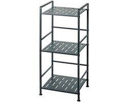 Kast – Antraciet gepoedercoat staal – Met 3 metalen planken – 33 cm breed, 28 cm diep, 74 cm hoog