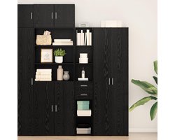 Kast Artisan eiken 30 x 42,5 x 185 cm houtmateriaal buffetkast met vijf planken en twee laden van massief eikenhout en gelamineerde stof voor eetkamer