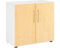 Kast BETA 9 breed - 2 OH - met deuren esdoorn metalen handgreep