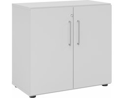 Kast BETA 9 breed - 2 OH - met deuren grijs incl. metalen handgreep