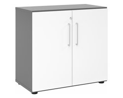 Kast BETA 9 breed - 2 OH - met deuren Wit metalen handvat