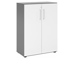Kast BETA 9 breed - 3 OH - met deuren grafiet/wit metalen handgreep