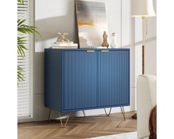 Kast - Dressoir - Halkast - Blauw - 2 Deurs - Dressoir Kasten - 120x30x80cm - Dressoir Kasten Industrieel - Dressoir Industrieel - Halkastje - Halkasten met Deuren - Gangkast - Halmeubel