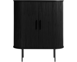 Kast Eikenhout Zwart - 4 Planken - Schuifdeuren - 100cm - Kast Nola - Giga Living