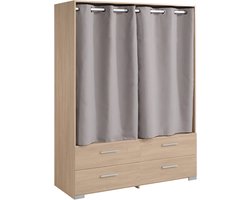 Kast Ekko 152cm met gordijnen - bruin