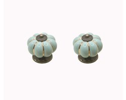 Kast en lade decoratie knoppen, 1-1/2 inch kast knoppen, pompoen kast knoppen, lade knoppen, keramische knoppen, kaptafel lade knoppen, lichtblauw kast knoppen 4