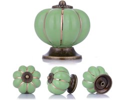 Kast en lade decoratie knoppen, 1-1/2 inch keuken kast knoppen, herfst decoratie pompoen kast knoppen, lade knoppen, keramische knoppen, kaptafel lade knoppen, groene kaptafel knop 4-delige set groen